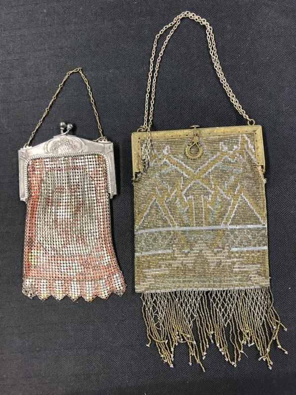Turn of century beaded hand bag & Whiting & Davis mesh bag, both in overall nice condition. (1 of 4)