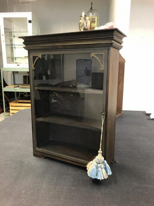 Very nice Made In Italy hanging curio cabinet with brass door, nice condition, from Ditchess County, (1 of 5)