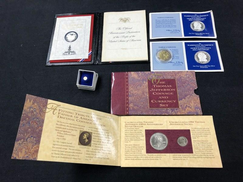 Misc. estate coin sets to include - THE THOMAS JEFFERSON COINAGE AND CURRENCY SET, (2) ONE TROY (1 of 7)