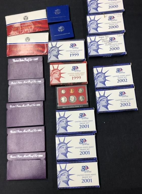 Big estate proof lot set to include - (2) uncirculated 1987 coin sets, (2) UNITED STATES LIBERTY (1 of 6)