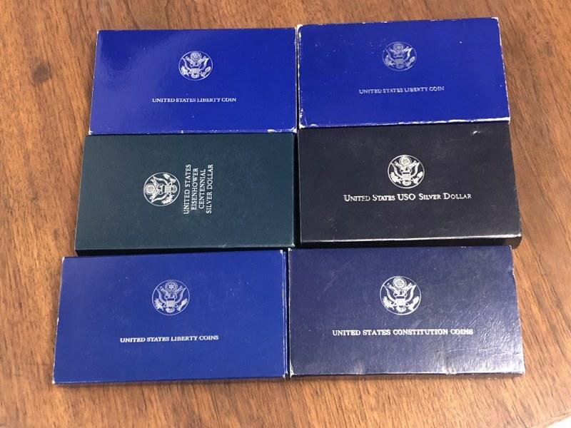 (6)UNITED STATES PROOF SETS to include - (2) 1986 UNITED STATES LIBERTY SILVER DOLLARS - (1) 1986 (1 of 1)