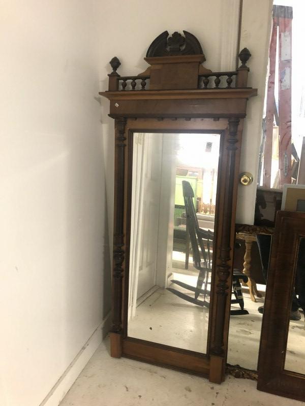 Walnut & rosewood  Victorian mirror, from local estate. Good estate condition. Measures 61" high x (1 of 1)