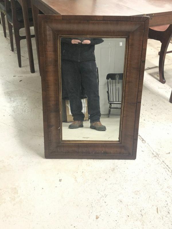 Ogee mahogany estate mirror, some veneer lifting, measures 32" x 22".: Ogee mahogany estate mirror, some veneer lifting, measures 32" x 22".