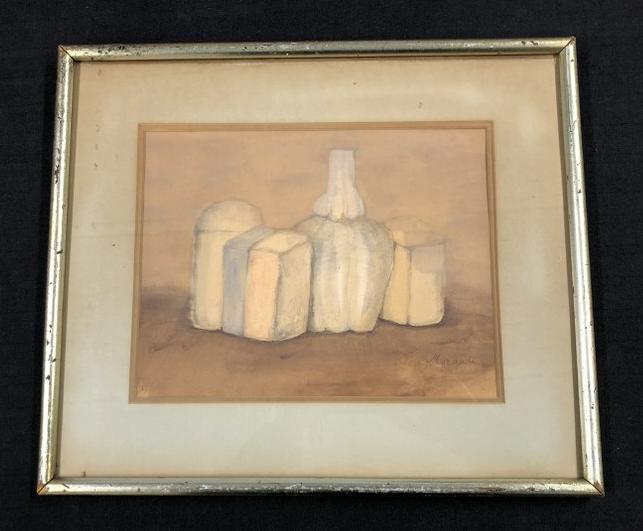 (?) Giorgio Morandi (1890-1964 ) still life pencil - watercolor, pencil signed, from former  NYC (1 of 6)