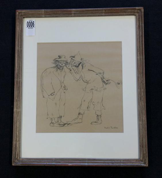 Andree Ruellan (1905-2006 ) drawing of clowns, signed lower right. Former provenance of S. Klein (1 of 6)