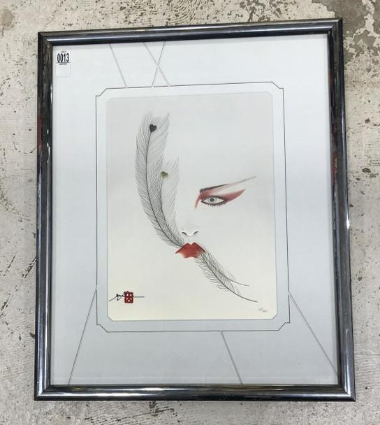 Hisashi Otsuka signed print, nicely matted, number 198 of 500. From local home of woman downsizing. (1 of 2)