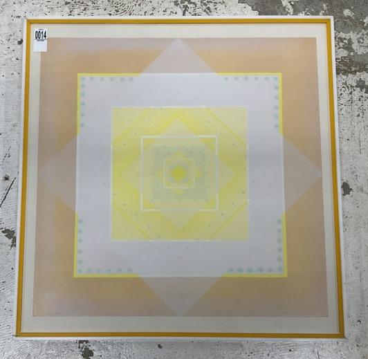 Tom Tricano signed abstract print, in lucite modern frame.  It is number 63 of 120. Signed lower (1 of 3)