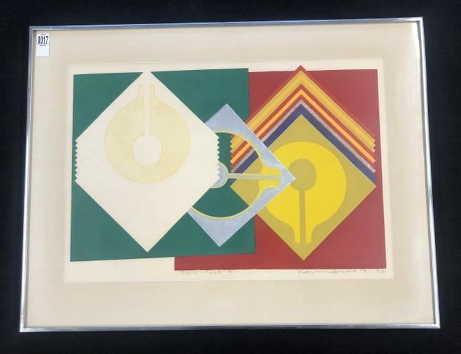 Kazumi Amano (born 1927 ) Mid Century print titled ( PLAN-PRINT A ), signed lower right, dated 1973, (1 of 6)