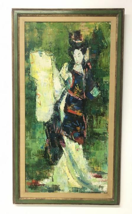 Rosamund Hirschman ( 1914-1991 Brooklyn ) impressionist o/c Asian woman circa 1950's, signed ( ROZZI (1 of 4)