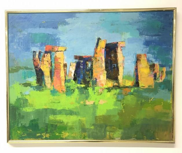 Rosamund Hirschman (1914-1991 Brooklyn ) Mid Century impressionist o/c Stonehenge, in nice (1 of 3)