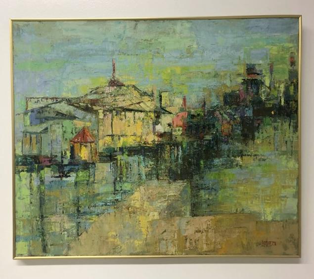 Rosamund Hirschman (1914-1991 Brooklyn ) Mid Century o/c impressionist cityscape, signed (ROZZI ), (1 of 3)