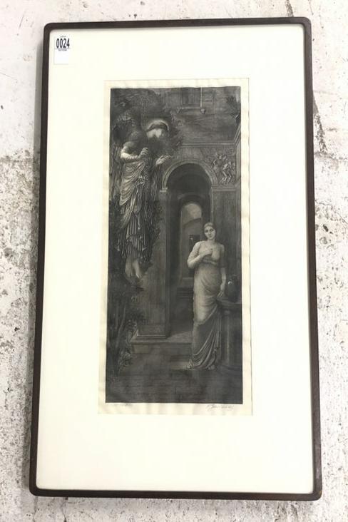 Edward Burne-Jones (1833-1898 ) print ( The Annunciation 1897 ) Signed by F. Jasinsky, Printer.  In (1 of 4)