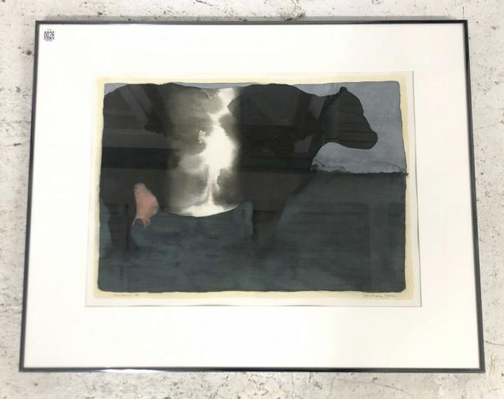 Christopher James signed print ( Cow Series 1981 ), looks like a watercolor, signed lower right, (1 of 3)