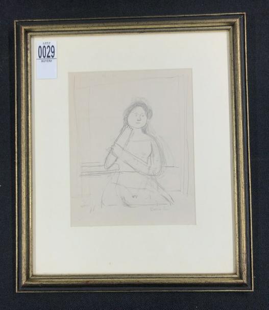 Doris Lee ( 1904-1983 ) signed pencil drawing of woman, from the Klein Collection, Woodstock, New (1 of 3)
