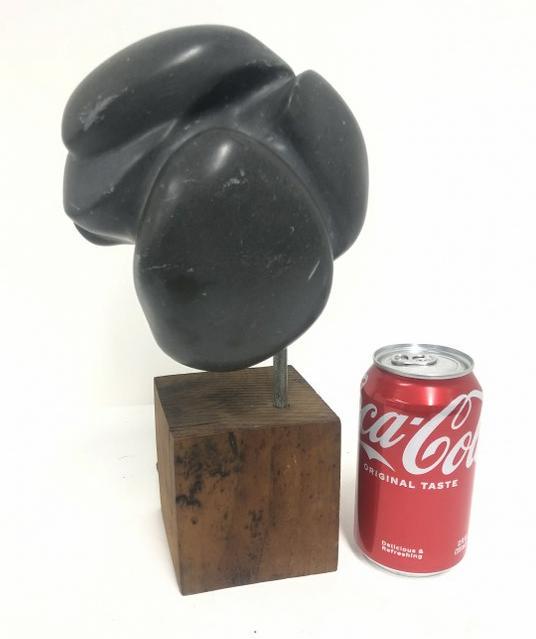Mid Century carved stone abstract figure, on wood base, unsigned. ( has some scuffs from being (1 of 4)