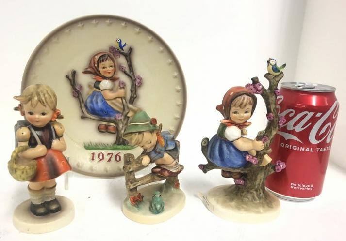 Hummel ( 4) pc. Estate lot- in very good condition, includes 1976 plate, Restreat to safety, Apple (1 of 2)