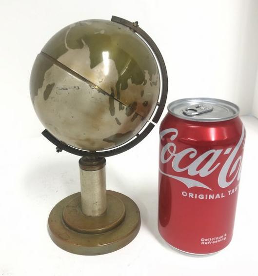 German vintage Brass globe cigarette dispenser, 1950's, operates freely, needs to be tightened where (1 of 2)