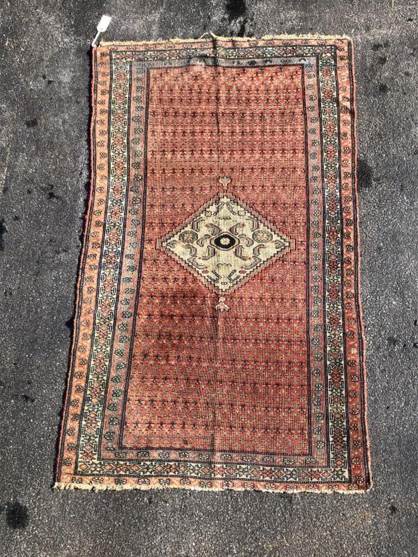 Early estate oriental scatter rug, measures 71.5" x 42", nice estate condition. (1 of 4)