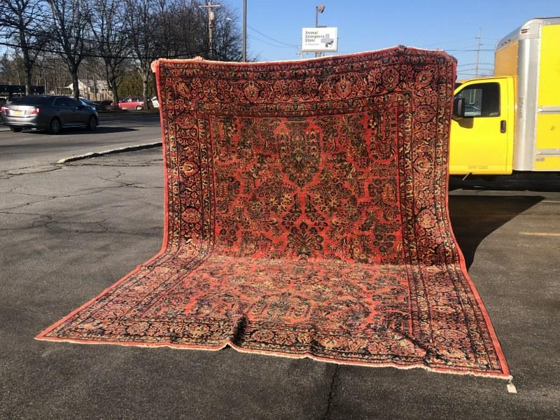 Large handmade estate oriental roomsize rug, wool, nice overall estate condition, vibrant color, (1 of 4)