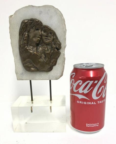 Bronze relief on stone, with lucite base, unsigned, measures 9" high. From Hudson, N.Y. estate of: Bronze relief on stone, with lucite base, unsigned, measures 9" high. From Hudson, N.Y. estate of noted Art Collector Albert Burnette Roberts (1932-2021). His 40 year collection, which will include th