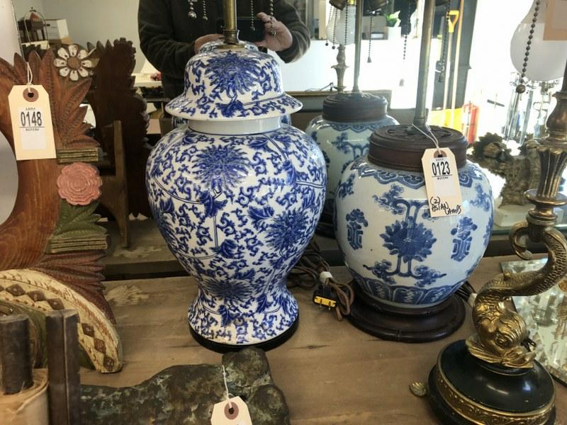 (2) Asian blue & white porcelain table lamps, from Catskill, N.Y. estate of a fine gentleman. In (1 of 5)