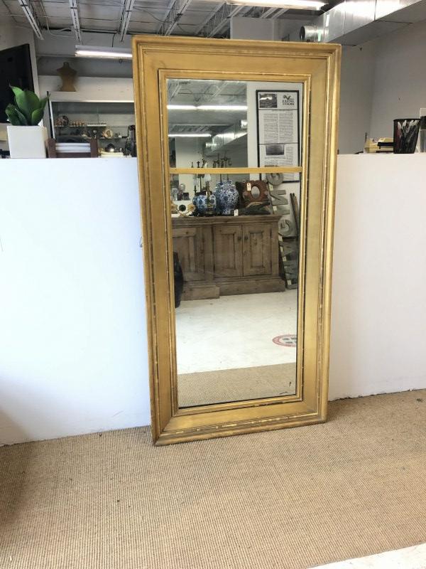 19th C 2 part gilt mirror, wonderful finish, from fine Hudson, N.Y. home, frame measures 56.75" high (1 of 3)