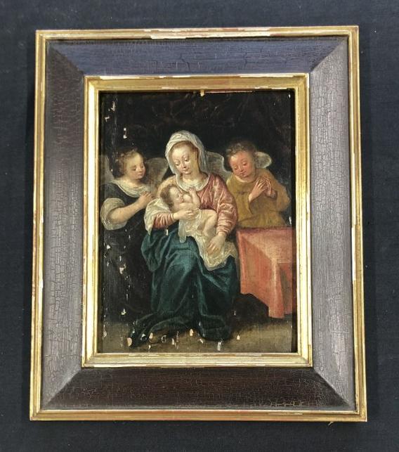 18th c (?) religious painting on wood panel, from Woodstock, N.Y. estate, purchased years ago by the (1 of 5)