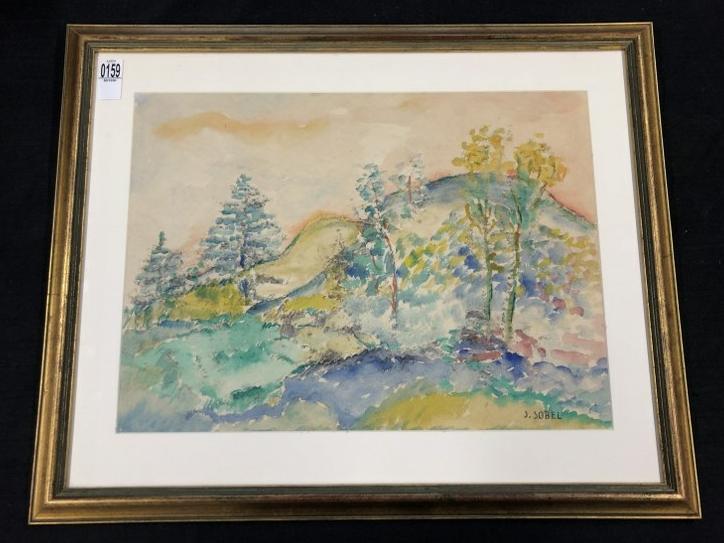 Jehudith Sobel ( 1924-2012 ) impressionist watercolor landscape, from Woodstock, N.Y. collection. (1 of 3)