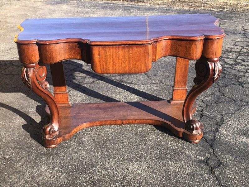 Late 19th c mahogany pier table, from fine Hudson N.Y. home, structurally sound, one drawer, (1 of 4)