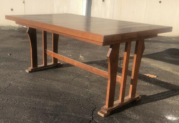 Large Craftsman table from Hudson River home, was used as dining table, walnut, nice form, (1 of 7)