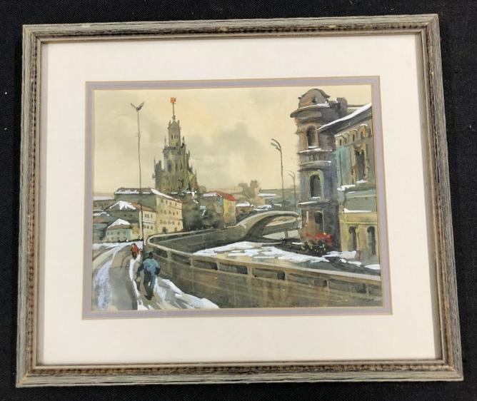 Impressionist cityscape in manner of (John Marin ?) tag on bag has (John Marin ?), unsigned, nicely (1 of 4)