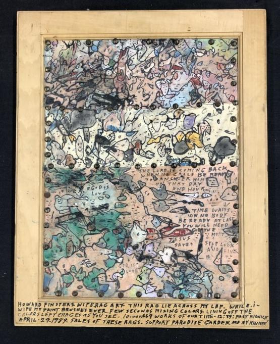 Howard Finster (1916-2001) wipe rag painting, dated April 29, 1989. From Hudson Valley collection, (1 of 8)