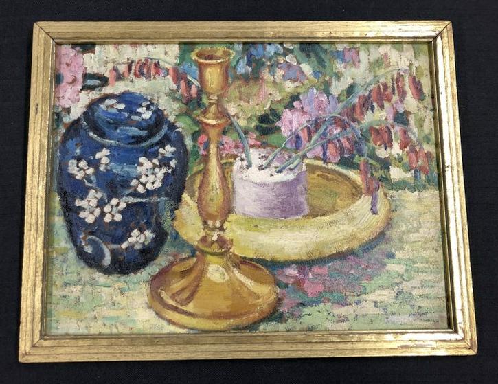 Circa 1940's o/b still impressionist life, unsigned, nice estate condition, in frame of the period. (1 of 2)