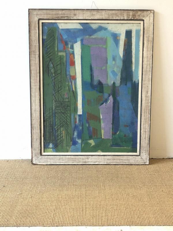Roy Norman Medders ( 2oth c ) Mid Century large o/b impressionist cityscape, signed lower right, in (1 of 4)