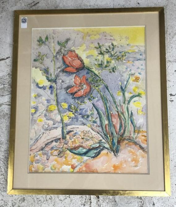 Jehudith Sobel (1924-2012) watercolor floral still life, from Woodstock, New York collection, in (1 of 4)