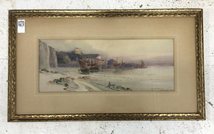 William Goodrich Beal (19th c ) watercolor seascape, titled as pictured, in frame of the period. (1 of 4)