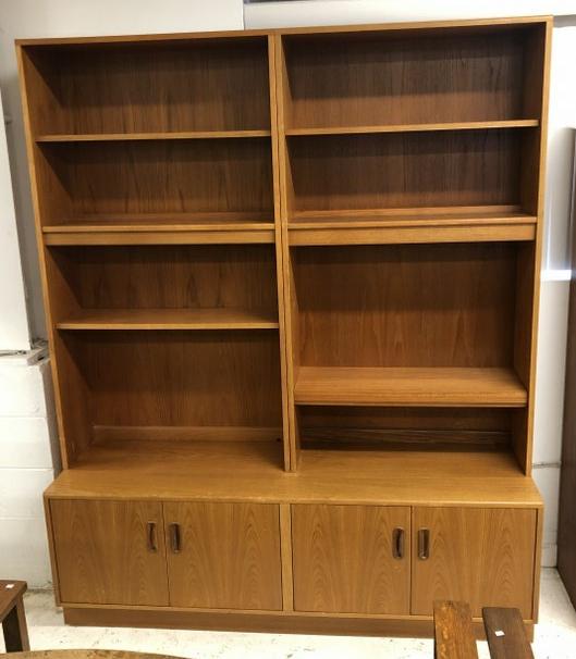 Danish Modern (3 part ) open boocase with storage on base, structurally sound, from fine Hudson (1 of 3)