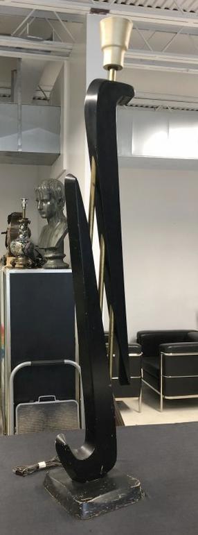 1950's cool design & form wood floor lamp base, measures 62" tall to where shade sits, original (1 of 2)