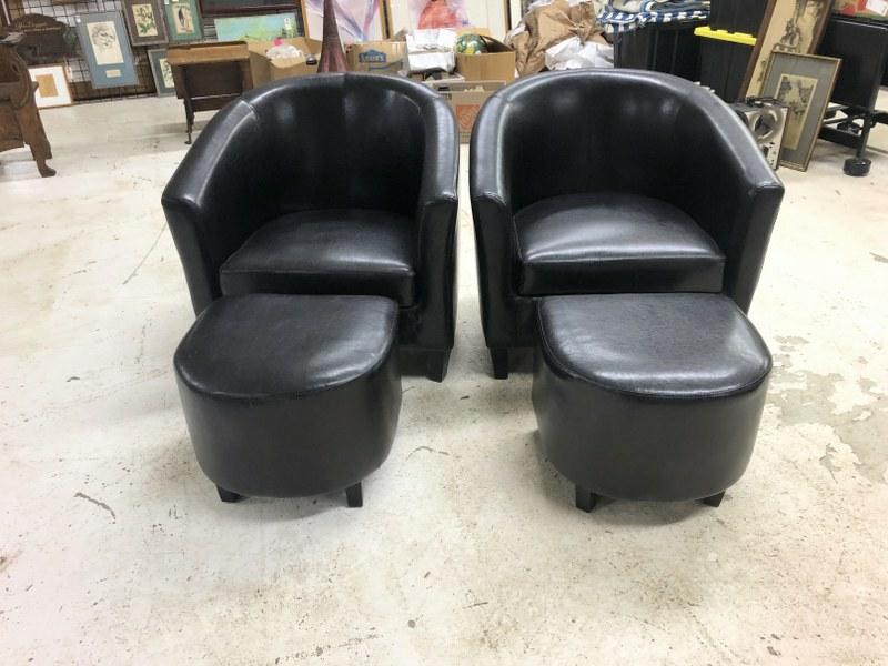 Contemporary modern form leather chairs & ottomans, from retiring therapists office, in very nice, (1 of 3)