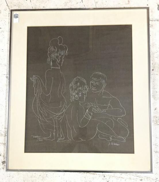 Joseph Wolins (1915-1999) serigraph of 3 nudes, numbered 175 of 250, nicely matted and in silver (1 of 4)