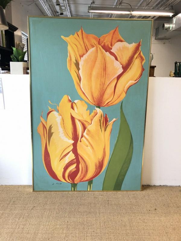 Lowell Blair Nesbitt (1933 - 1993) large mixed media floral still life, signed lower left. The (1 of 3)