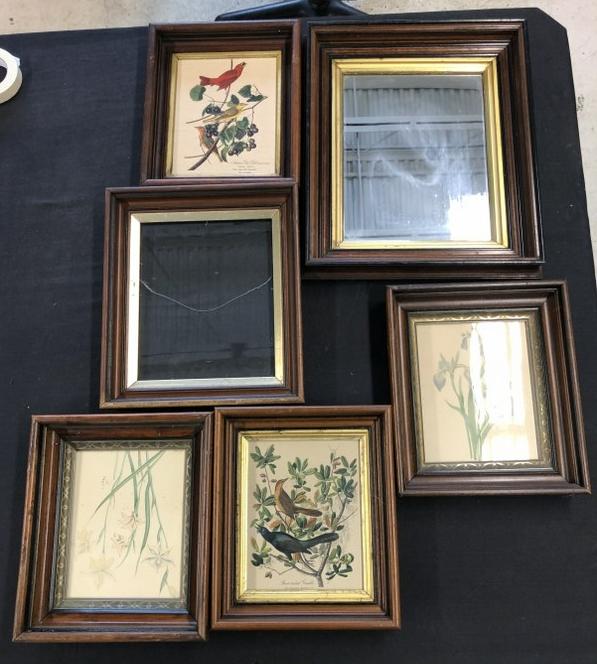 (6) Victorian walnut frames, mirror & prints from Hudson Valley estate, in nice condition. Smallest (1 of 5)