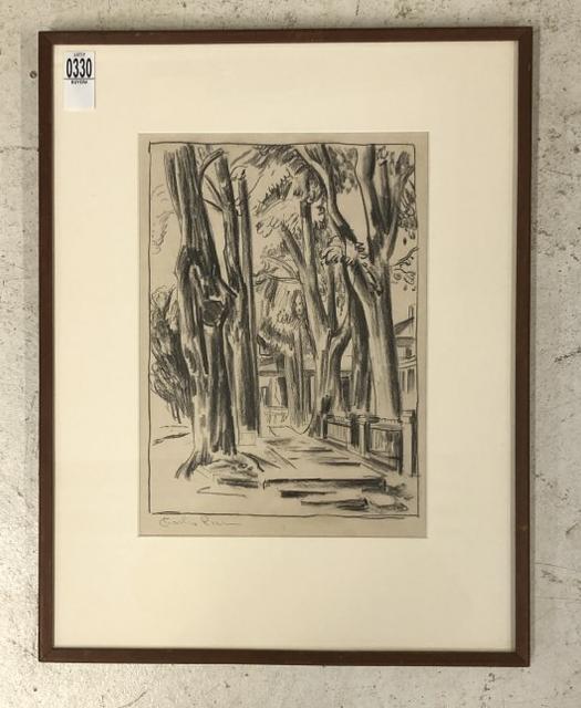 Charles Rosen ( Charles J. (Cy) Rosen (1878 - 1950 ) charcoal drawing of trees, signed lower left, (1 of 6)