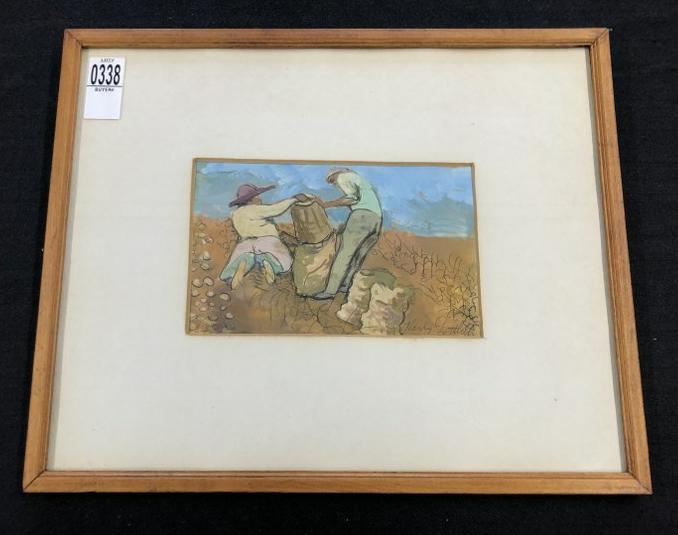 Harry Gottlieb (1895-1993) w/color ( Potato Pickers ), watercolor measures 5.5" x 8", signed lower (1 of 5)