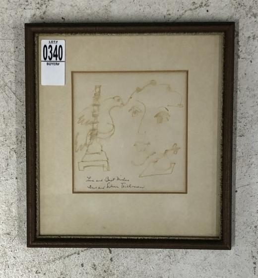 Sol Wilson (1896-1974) drawing, with inscription ( To Dave and Sabina Telichman ), written on back (1 of 3)