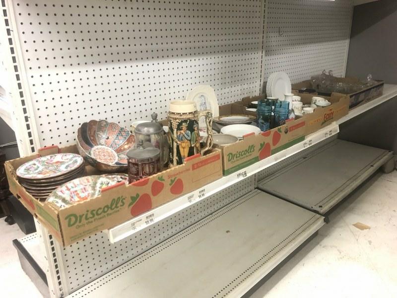 Estate lot of old porcelains, Asian porcelains, steins, assorted glassware, large porcelain floral (1 of 12)