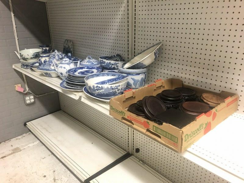 Large estate lot blue & white porcelains, including some Asian, covered serving, different plates, (1 of 13)