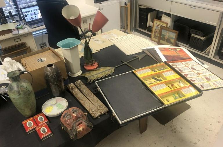 Interesting misc. estate lot of goods to include box full of Edison records, suitcase kit by Health (1 of 19)