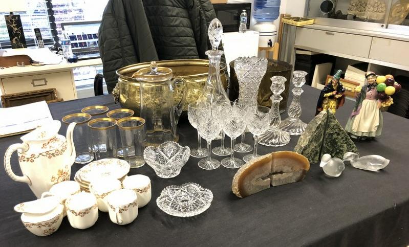 Misc. estate lot to include cut glass, glass sets, (2) crystals bookends, porcelain, (2) Baccarat (1 of 12)