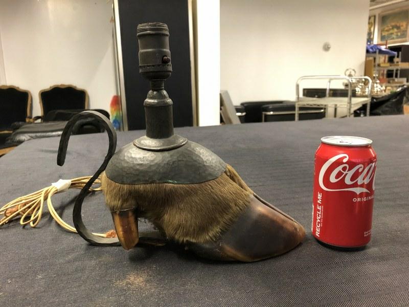 Circa 1910 Moose foot table lamp, from Hudson Valley estate, well made with arts & crafts hand (1 of 5)